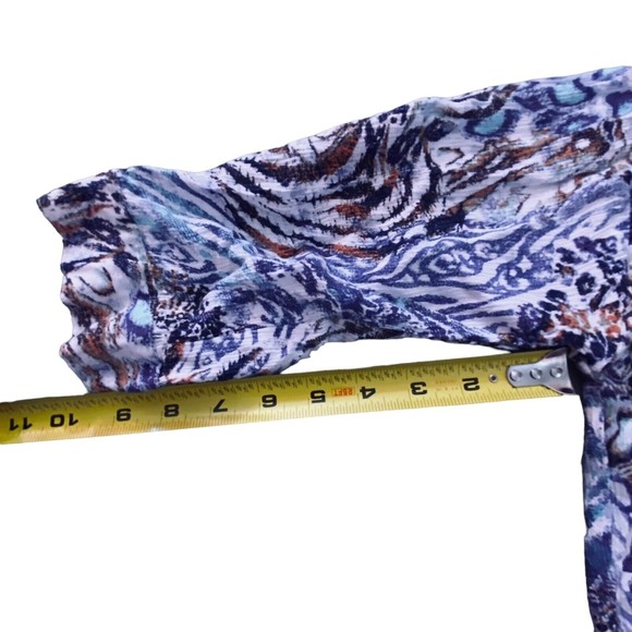 Nine West Jeans Gisella 3/4 Roll Sleeve Multicolor Viscose Hi/Lo Top Missy Sz L - Picture 11 of 11